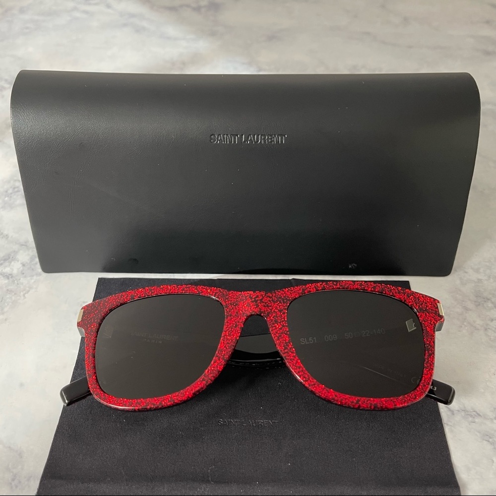 Authentic YSL Yves Saint Laurent Red Glitter Sunglasses Accessories Bloggers Fav